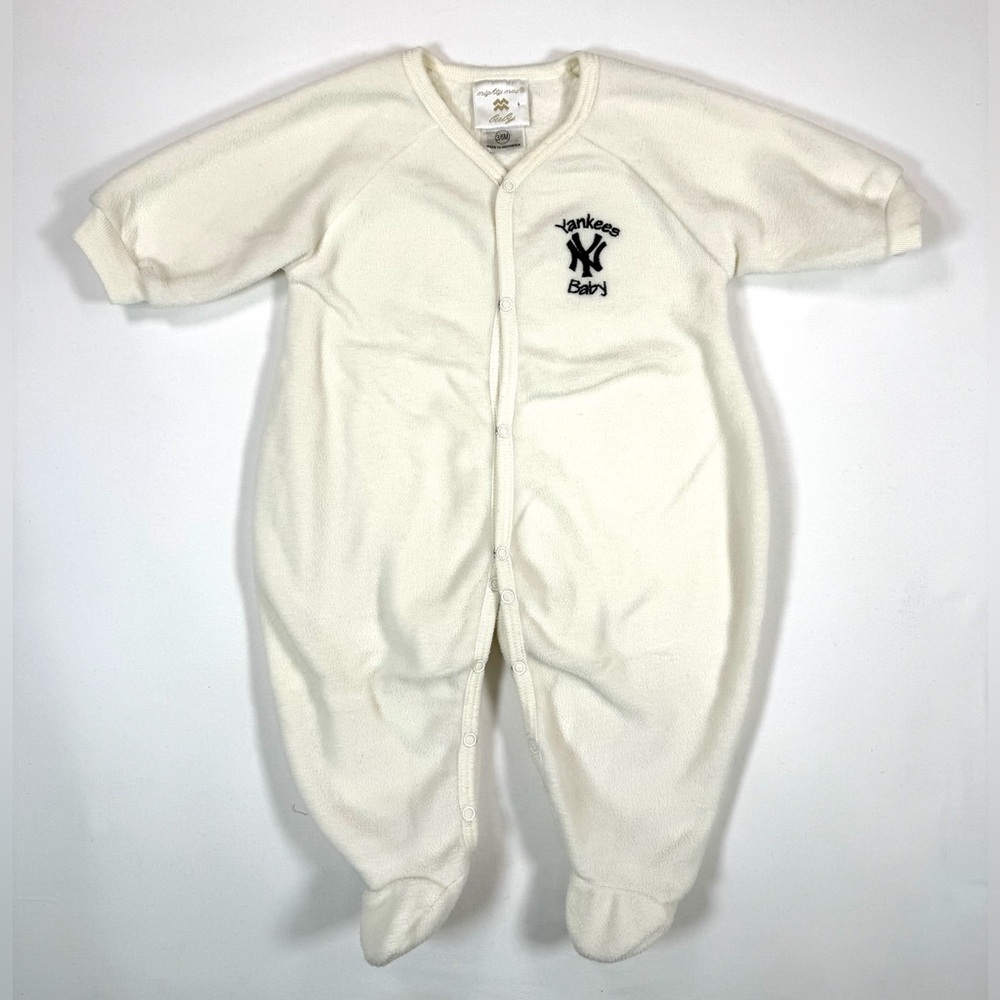 MIGHTY MAC BABY New York Yankees Baby Fleece Thermal Bodysuit‎ Sleeper Size 3-6M